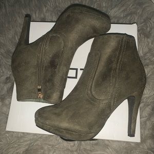 Brand New Olive Heeled Ankle Booties